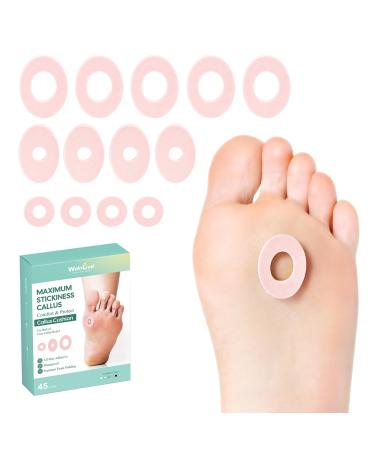 Welnove Corn Cushions for Toes - Callus Cushions with Water-Resistant Adhesive Upgraded Adhesion Provide Cushioning and Reduce Pain from Corns Protects Foot and Toes(45 Count Pink)