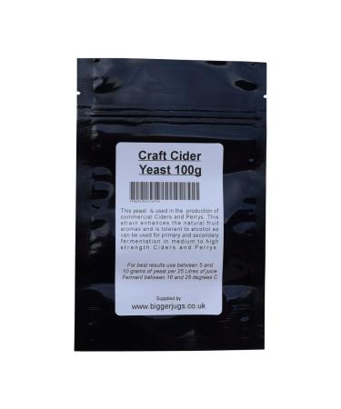 Bigger Jugs Craft Cider Yeast 100g in Heavy Duty Resealable Pouch - for Rapid Clean Fermentation of All Types of Cider & Perrys Home Brew Homebrew Homemade