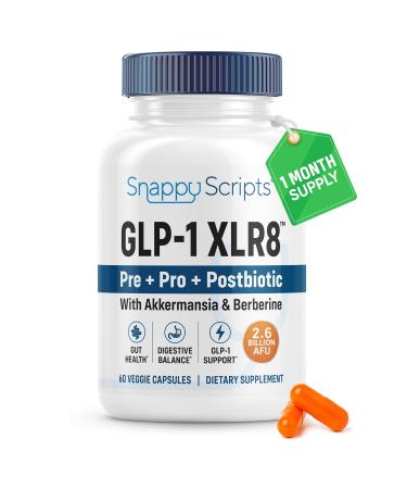 GLP-1 XLR8 Supplement for Weight Loss, Digestion, Constipation, Bloating Relief with Akkermansia 2.6 Billion AFU Live Prebiotic Probiotic Postbiotic Gut Health + Berberine for Women Men 60 Capsules 60 Count (Pack of 1)