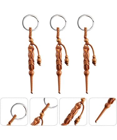 BESPORTBLE 3pcs Wooden Earwax Pick Keychain Set - Portable Ear Cleaning Curette for Men and Women - Buy Online on GoSupps.com