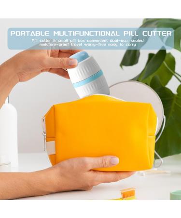 Premium Pill Cutter & Crusher 4-in-1 Splitter & Grinder for Small Pills | Portable Pill Organizer in Blue - Buy Online on GoSupps.com