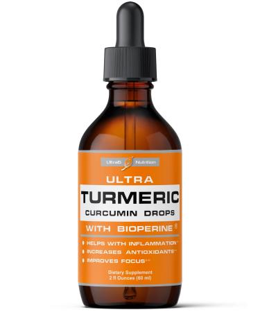 Liquid Turmeric Curcumin with Bioperine offering Best Absorption. Turmeric Extract with Black Pepper for Back, Knees and Hand Discomfort. Turmeric Drops for Joint Support