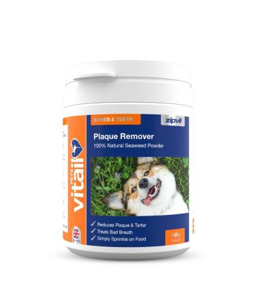 Zipvit Dog Plaque Remover for Teeth 185g Natural Powdered Plaque Off and Tartar Remover For Dogs Supports Gum and Teeth Health Treats Bad Breath Plaque and Tartar Made From Seaweed UK Supplier