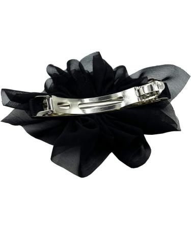 scicent Hair Clips Solid Black Color Flower Hairpin French Barrette with Soft Chiffon Fabric for Women Girls Hair Barrettes Accessories Black 5107 - Buy Online on GoSupps.com
