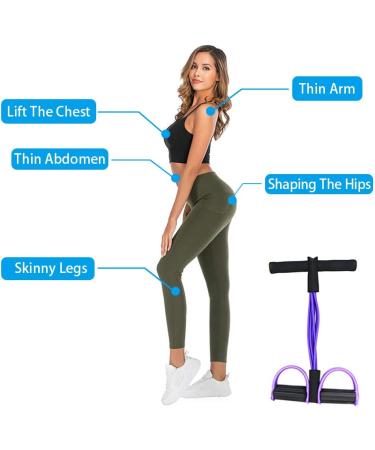 Multifunction Tension Rope - 6-Tube Elastic Yoga Pedal Puller Resistance Band | Natural Latex Fitness Equipment for Abdomen Waist Arm & Leg Stretching - Purple - Buy Online on GoSupps.com
