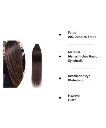 Elailite Invisible Tape In Extensions - Remy Real Human Hair 20pcs Dark Brown 35cm 20g - Best Tape Hair Extensions for a Natural Look - Buy Online on GoSupps.com