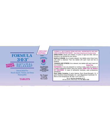 Dee CEE Labs Formula 303 Maximum Strength Tablets - 90 Tablets | All-Natural with Magnesium  Passion Flower  Valerian Root for Sore Muscles - Buy Online on GoSupps.com