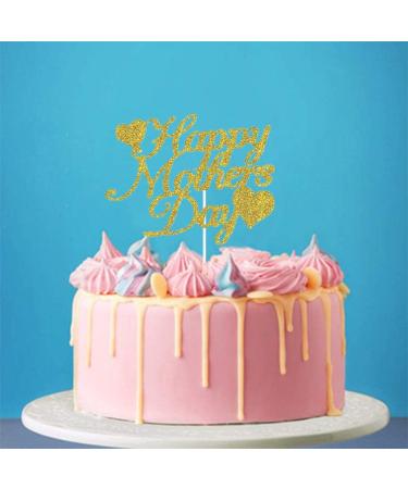 KIPETTO Happy Mother's Day Cake Toppers 20Pcs Glitter Heart Cupcake Topper for Mother's Day Mom's Birthday Party Cake Decoration Gold - Buy Online on GoSupps.com