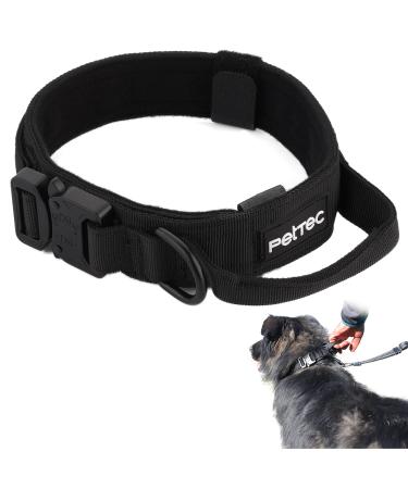 Pettec dog collar made of neoprene & nylon collar with handle for small & large dogs softly padded (S -XL) extremely robust & water -repellent adjustable set collar & drag line XL (61 - 71 cm) black - Buy Online on GoSupps.com