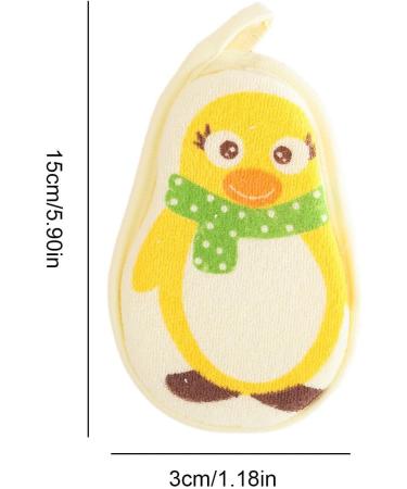 Children's Body Washer Children's Bath Sponge Cute Shapes Natural and Safe Shower Sponge Reusable Body Washer Cute Bathroom Accessories for Sensitive Skin Children Shower Yellow Penguin - Buy Online on GoSupps.com