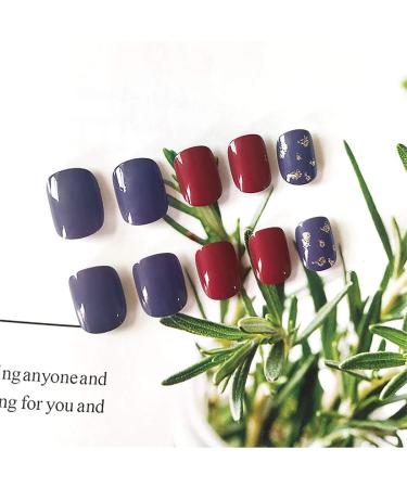 Sethexy Square Wrong Nails - Sparkle Red & Blue Acrylic Press-On Nail Art - 24 Complete Cover Tips for Women & Girls - Shop Internationally! - Buy Online on GoSupps.com