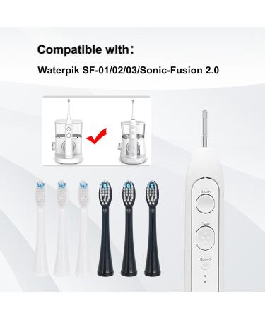 Toothbrush Heads Compatible with Waterpik Sonic Fusion 2.0 - 6 Pack in White/Black | International Shipping - Buy Online on GoSupps.com