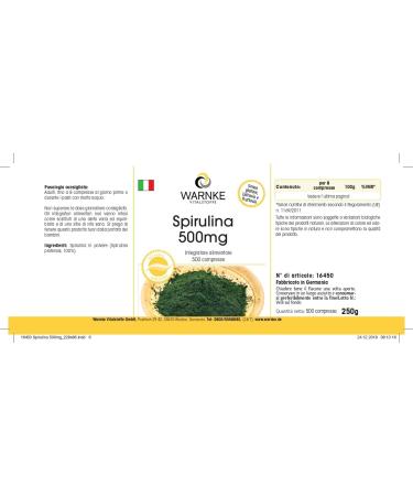 Spirulina 500 mg - 500 tablets - Vegetarian - algae spirulina powder -rich in Chlorophyll | Warnke Vitalstoffe - Quality from German pharmacies - Buy Online on GoSupps.com
