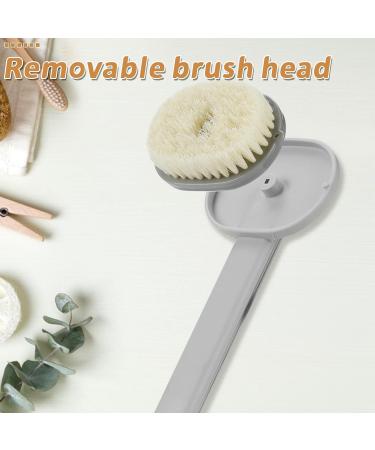 Exfoliating Shower Back Scrubber with Soap Dispenser - Long Handle Bath Brush for Deep Cleansing and Skin Exfoliation - Gray - Buy Online on GoSupps.com