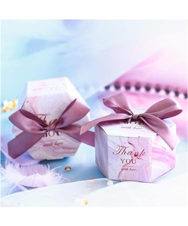 Candy Box Creative Romantic Marbled Candy Box Wedding Supplies And Pink Party Supplies Baby Shower Paper Sweet Chocolate (25/50/100 Pcs) (Color : Purple Ribbon Size : 50pcs) - Buy Online on GoSupps.com