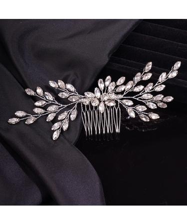 Teyglen Full Rhinestone Wedding Hair Comb - Crystal Bridal Side Comb for Women (Silver) - Buy Online on GoSupps.com