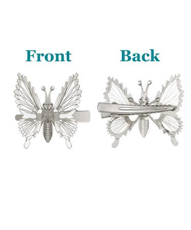 Yzurbu 6pcs Butterfly Hair Clips - 3D Metal Moving Wings Hair Barrettes for Women and Girls (Silver) - Buy Online on GoSupps.com