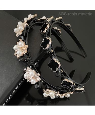 Rhinestone Double Bangs Fashion Headbands - Set of 4 | Twist Hairpins with Clips for Women & Girls - Wedding Hair Accessories - Buy Online on GoSupps.com