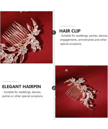 Ipetboom 1 Pc Hair Side Combs Flower Crystal Bride Wedding Hair Comb Hair Accessories Gold Rhinestone Hair Comb Clips with Teeth Combs for Wedding (Golden) - Buy Online on GoSupps.com