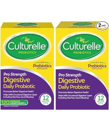 Culturelle Pro Strength Daily Probiotic Digestive Capsules Naturally Sourced Probiotic Strain Proven to Support Digestive & Immune Health Gluten & Soy Free 4 Month Supply, 60 Count (Pack of 2)