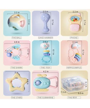 WISHTIME Baby Rattles Teether Toy Set - 8 Piece Newborn Musical Toy Set for Early Education and Development | Perfect Christmas Gift for Infants - Buy Online on GoSupps.com