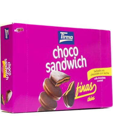 Tirma Fino Sandwich with Milk Chocolate 8 Packs of 27g | Chocolate Filled Cakes | Crunchy Biscuit | Ideal Snack for Snacks or Gourmet Breaks | Made in the Canary Islands - Buy Online on GoSupps.com