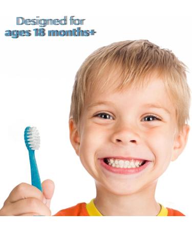 Soft Bristle Toddler Toothbrush Set - Pack of 3 Kids Toothbrushes for Ages 18 Months+ Blue Green & Orange - Buy Online on GoSupps.com