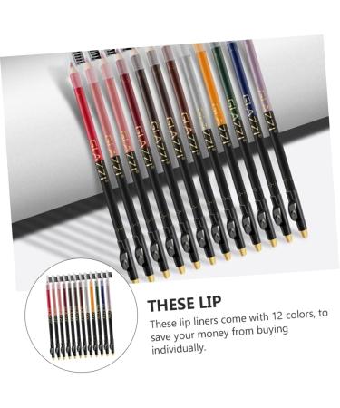 Healvian 12pcs Lip Liner Eyeliner Eyebrow Pencil Cosmetic Tool Long Lasting Eyeliner Makeup Pencil Plastic 1 count (Pack of 1) Assorted Color - Buy Online on GoSupps.com