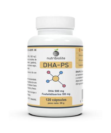 DHA 500mg + Phosphatidylserine 100mg - Brain & Eye Health - High Absorption - 120 Mini Capsule Beads - Magnesium Stearate Free - Soy Free Non-GMO