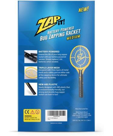 Zap it! Bug Zapper - Battery-Operated Mosquito & Fly Killer Racket with 3500 Volts & LED Light - Includes 2 AA Batteries - Best for Indoor & Outdoor Use - Buy Online on GoSupps.com