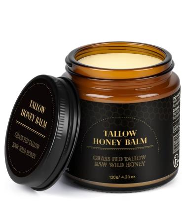 IIIMEIDU Beef Tallow for Skin Tallow and Honey Balm for Face Moisturizer Balm 100% Natural Organic Grass-Fed Beef Honey Vitamin E Oil for Body & Face (4.2 Oz honey/balm) 4.2 Fl Oz (Pack of 1)