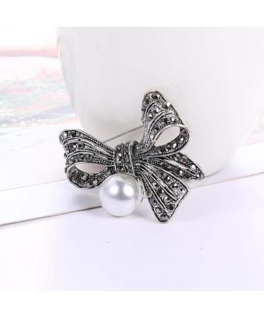 Fashion Silver Bow Rhinestones Crystal Brooch Pins Women Wedding Bridal - Buy Online on GoSupps.com