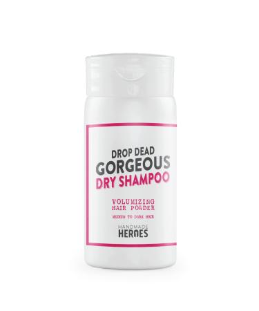 Drop Dead Gorgeous Non Aerosol Dry Shampoo Volume Powder by Handmade Heroes | 2oz | 100% Natural and Vegan, Sustainable and Aerosol Free | For Medium and Dark Hair Brunette | Volumizing hair powder suitable for Air Travel,