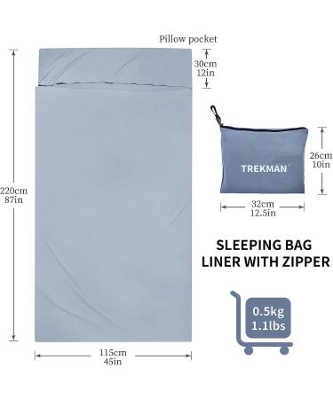TREKMAN Ultralight Single Sleeping Bag Liner for Adults & Teens - Ideal for Camping & Backpacking - Lightweight & Comfortable Travel Sheet - Buy Online on GoSupps.com