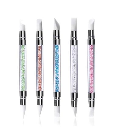 Qufiiry 5Pcs Silicone Nail Art Brush Dual Head Manicure Carving Pen Nail Art DIY Decoration Tool Nail Polish Brush Dotting Salon Tool Set - Buy Online on GoSupps.com