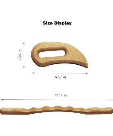 2 PCS Wooden Gua Sha Massage Tools for Anti-Cellulite | Wood Therapy Lymphatic Drainage & Maderotherapy Tool - Buy Online on GoSupps.com