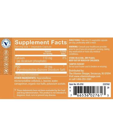 PQQ Supplement - 20 MG Cognitive & Mitochondrial Support - 60 Vegetarian Capsules | International Shipping - Buy Online on GoSupps.com
