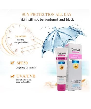 Relief Sun Organic Sunscreen SPF50 - Lightweight Oil-Free Kojic Acid & Collagen Face Cream for Acne Prone Skin - Non-Greasy Moisturizer for Face & Body (50ml - Buy Online on GoSupps.com