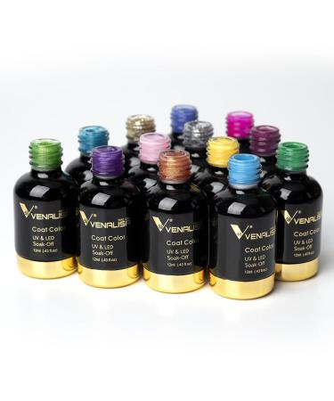 VENALISA Glitter Black Gel Nail Polish - High Gloss Pearly Grey Black Color | Soak Off Gel for DIY French Manicure | International Shipping Available - Buy Online on GoSupps.com