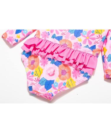 BONVERANO Baby Girls Swimsuit | Toddler Bathing Suit with UPF 50+ Sun Protection | Long-Sleeve Zipper One Piece Swimwear | 18-24 Months | Sunflower Print - Buy Online on GoSupps.com