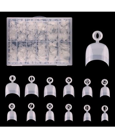 Bodya 600 pieces French nail tips acrylic nail stiletto cover short natural fake nails for diy nail art - 12 sizes with box