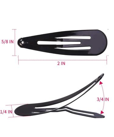 LLTGMV 20 Pack Black 2 Inch Barrettes - Stylish Metal Snap Hair Clips for Women - Perfect Mother's Day Gift Idea - Buy Online on GoSupps.com