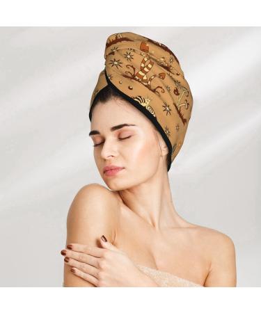 Buy Hair Towel Wrap - Quick Drying Hair Turban with Button | Soft & Absorbent (Brown Mushrooms) - International Shipping Available - Buy Online on GoSupps.com