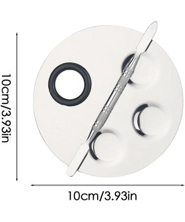  Linsition Metal Palette Hand Makeup Foundation Tray with Double-Ended Toning Stick Specular Shine and Fine Grinding Nail Polish Background - Buy Online on GoSupps.com