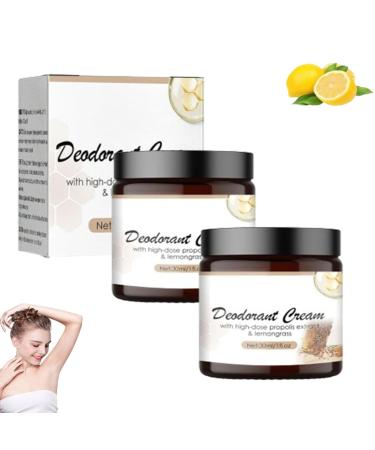 Propolis Lemongrass Deodorant Cream, Propolis Deodorant Cream Lemongrass, Natural Deodorant Cream, Reduce Sweat and Eliminate Smell, 30ml Underarm Care Odor Removing Cream (2PCS)