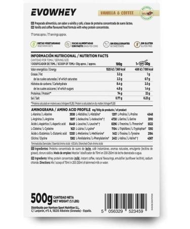  HSN HSN Evowhey Protein No Sweeteners | Vanilla & Coffee 500g 17 Takes Per Packet Whey Protein Concentrate | 100% Whey Protein Concentrate | Non-GMO Vegan Gluten & Soy Free - Buy Online on GoSupps.com