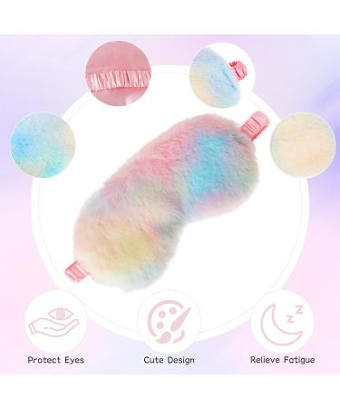 4 Pieces Rainbow Plush Eye Masks for Kids & Women - Soft Sleeping Eye Covers with Elastic Strap & Silky Back - Buy Online on GoSupps.com