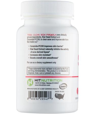Clear Skin - Natural Acne Solution with Kiwi Seed Extract & Ceramide-PCD | 30 Veg Caps - International Shipping - Buy Online on GoSupps.com