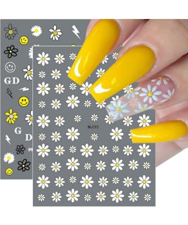 Daisy Sunflower Nail Art Stickers - 12 Sheets Cute Floral Decals for Spring & Summer Manicure - Buy Online on GoSupps.com