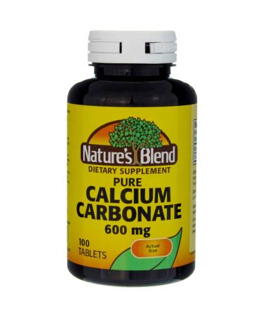 Nature's Blend Pure Calcium Carbonate 600 mg 100 Tabs (1684) 100 Count (Pack of 1)